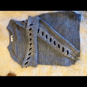 John and Jenn marled denim lace up detail crew neck sweater.